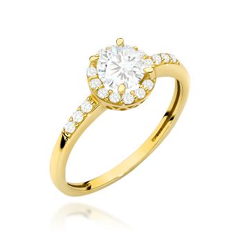 Pierścionek zaręczynowy złoty z cyrkoniami