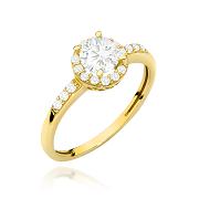 Pierścionek zaręczynowy złoty z cyrkoniami