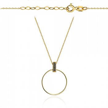 Naszyjnik złoty ring z czarnymi cyrkoniami FUG3-4-CN00036-2
