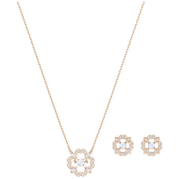 Zestaw SWAROVSKI • Sparkling Dance Flower Set, White, Rose gold plating 5408439