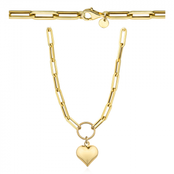 Naszyjnik złote ogniwa i serce FUG3-17-N00411-2