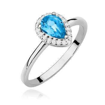 Pierścionek zaręczynowy z brylantami i topazem 0.10ct