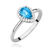 Pierścionek zaręczynowy z brylantami i topazem 0.10ct