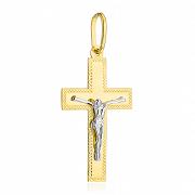 Złoty krzyżyk z wizerunkiem Jezusa dwukolorowy FUG4-3-C00117-2