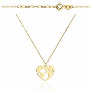 Naszyjnik złoty celebrytka mapa świata w sercu FUG11-25-N00302-2