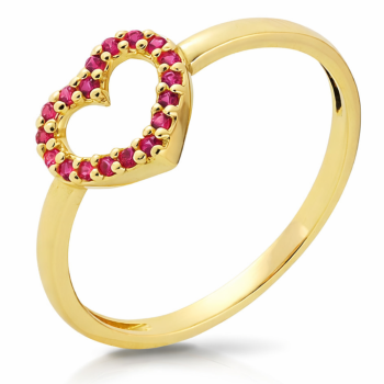 Pierścionek zaręczynowy z żółtego złota serce z cyrkoniami 