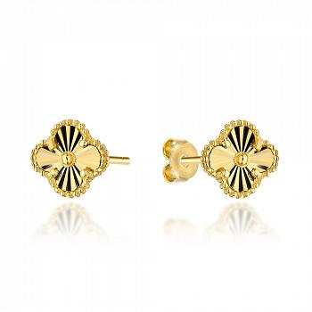 Kolczyki złote diamentowane koniczynki 10mm FUG7-21-K01509-2