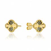 Kolczyki złote diamentowane koniczynki 10mm FUG7-21-K01509-2