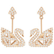 Kolczyki SWAROVSKI • Facet Swan Pierced Earrings, White, Rose gold plating 5358058 