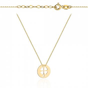 Naszyjnik celebrytka złoty koniczyna w kółku FU3-21-N00404-2