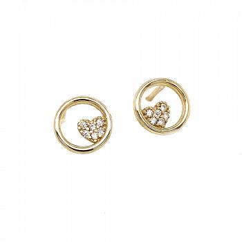 Kolczyki złote serca z cyrkoniami FUGA4A2-355F7
