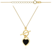 Naszyjnik złoty serce z czarnym kamieniem FUG3-N00671-585