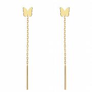 Kolczyki złote przewlekane motylki FUG7-21-K00903-2