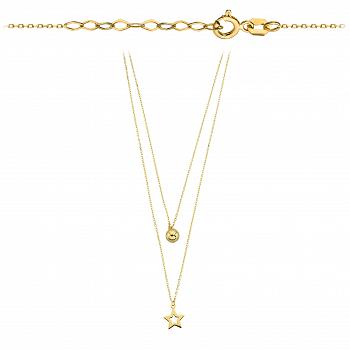 Naszyjnik złoty celebrytka kulka i gwiazdka na podwójnym łańcuszku FUG3-21-CN00269-2