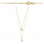 Naszyjnik złoty celebrytka kulka i gwiazdka na podwójnym łańcuszku FUG3-21-CN00269-2