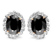 Kolczyki złote z diamentami i szafirem 2612S