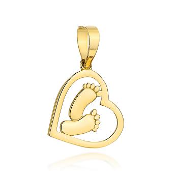 Zawieszka złota stópki w sercu FUG6-Z00680-585