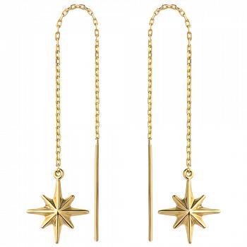 Kolczyki złote przewlekane gwiazda polarna FUG7-17-K00722-2