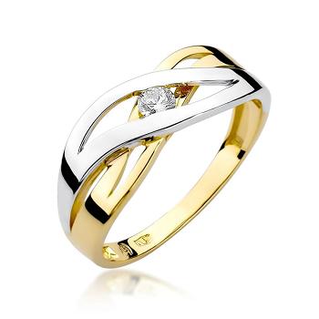 Pierścionek zaręczynowy z żółtego złota z brylantem 0.10ct