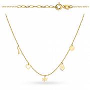 Naszyjnik złoty kluczyk, kłódka, ważka, serce i kółko FUG3-34-N00561-2