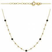 Naszyjnik złoty z diamentowymi kulkami i czarnymi kamieniami FUG3-4-N00355-2