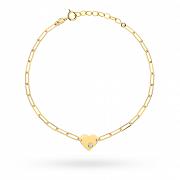 Bransoletka złota ogniwa i serce z cyrkonią FUG2-17-B00869-2