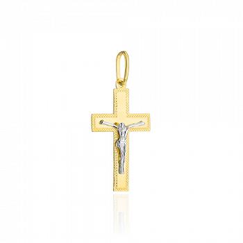 Złoty krzyżyk z wizerunkiem Jezusa dwukolorowy mały FUG4-3-C00120-2