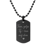 Czarny satynowany nieśmiertelnik ze stali szlachetnej Grawer gratis