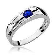 Pierścionek zaręczynowy z białego złota i szafirem 0.30 ct
