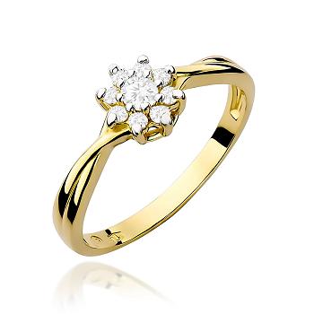 Pierścionek zaręczynowy z zółtego złota z brylantami 0.22ct