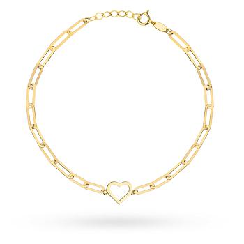Bransoletka złota ogniwa i serce FUG2-40-B01018-2