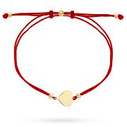 Bransoletka złote serce na czerwonym sznurku FUG2-25-B00970-2
