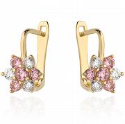 Kolczyki złote kwiatki z cyrkoniami na angielskim zapięciu FUG7-25-K00832-2