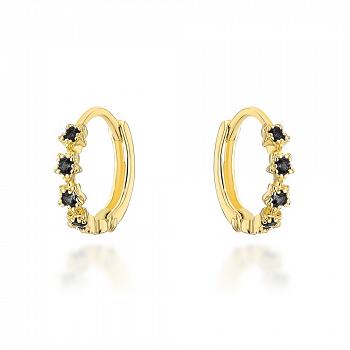Kolczyki złote kółka z czarnymi cyrkoniami FUG7-3-K01548-2