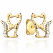 Kolczyki złote kotki z cyrkoniami FUG7-4-K00811-2