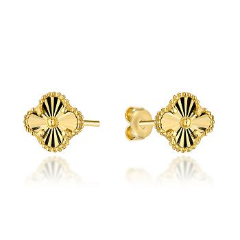 Kolczyki złote diamentowane koniczynki 10mm FUG7-K01809-585