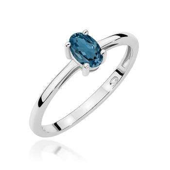 Pierścionek zaręczynowy z białego złota z topazem London Blue 0.50ct