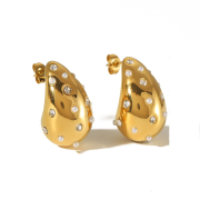 Kolczyki damskie złote z białymi kamieniami i perłami FUGJDE2307020-P