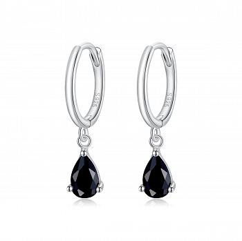 Kolczyki srebrne z czarnymi cyrkoniami KFUG064