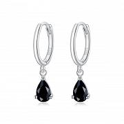 Kolczyki srebrne z czarnymi cyrkoniami KFUG064