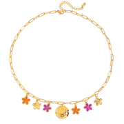 Naszyjnik kwiatuszki stal szlachetna złoty FUGJDN0303013