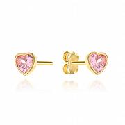 Kolczyki złote serca z różowym kamieniem FUG7-17-K01589-2
