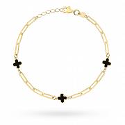 Bransoletka z żółtego złota czarne koniczyny FUG2-17-B00874-2