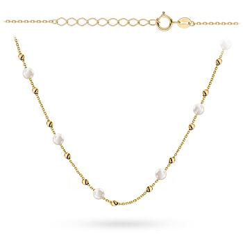 Naszyjnik złoty gładkie kulki i perły FUG3-N00683-585