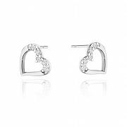 Kolczyki z białego złota serduszka z brylantami FKO503-B585-B0.08