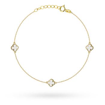 Bransoletka złota białe koniczyny FUG2-37-B00963-2