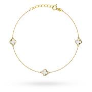 Bransoletka złota białe koniczyny FUG2-37-B00963-2