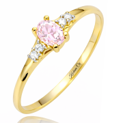 Pierścionek zaręczynowy złoty z jasnoróżową cyrkonią XFP1832JR