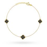 Bransoletka z żółtego złota czarne koniczyny FUG2-37-B00965-2