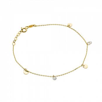 Bransoletka celebrytka złota kółeczka oraz cyrkonie FUG2-25-B00297-2